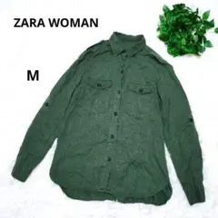 ZARA WOMAN ザラウーマン カーキ ミリタリーシャツ 長袖シャツ M