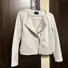 美品　くすみ　ピンクスエード風 ライダースジャケット　オフィスカジュアル