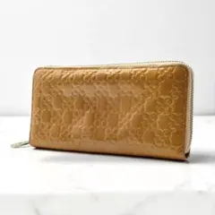 COACH コーチ 長財布 ラウンドファスナー パテントレザー イエロー