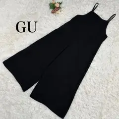 【GU】サロペット　ワイドパンツ　黒　ブラック　ノースリーブ　S 303838