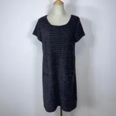 ★美品★ GALLORIA ダークグレー 半袖 ニットワンピース Lサイズ