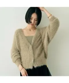【2点セット】ファーニットカーデ×リブニットキャミ アンサンブルのサムネイル