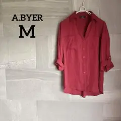 A.BYER 【M】赤 七分袖シャツ ブラウス レッド シンプル