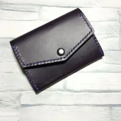 財布　ミニウォレット　ハンドメイド　レザー　パープル