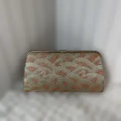 波模様 クラッチバッグ ゴールドオレンジ