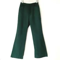 ベルメゾン Style Note 麻混 裾スリットパンツ 抹茶色 M