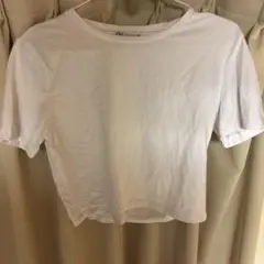 ZARA クルーネック 半袖 Tシャツ ホワイト Lサイズのサムネイル