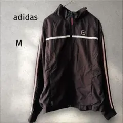 アディダス＊ナイロンジャケット【M】ブラウン系 ジップアップ ウィンドブレーカー