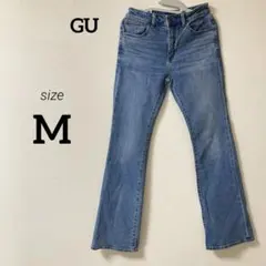 【203】GU ライトブルー デニム フレアパンツ M