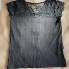 未使用　ロペピクニック レース切り替え リブ素材　トップス