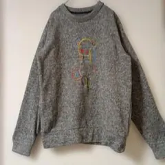 graniph　コントロールベア刺繍のグレー長袖ニットトレーナー　M