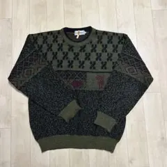 お値下げスペイン製 90s John Peter 総柄 パターン ニットセーターのサムネイル