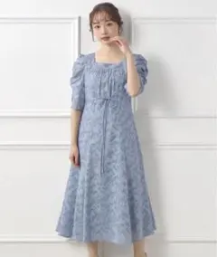 index スクエアネックシアースリーブワンピース