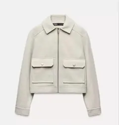 ZARA ソフトジップアップジャケット エクリュ アイボリー