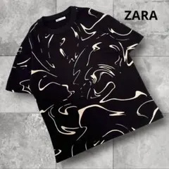 美品！　ZARA アート柄　半袖カットソー　BLACKのサムネイル