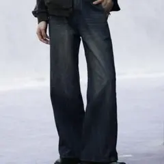 【WYM LIDNM】CURVED FLARE DENIM SLACKS