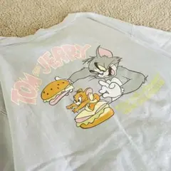 ♥トム&ジェリー♥半袖バックプリントTシャツ【M】 水色　綿ドロップ　ゆったり