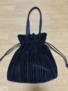 SHOO LA RUE シューラルー　ハンド　トート　ベロア　リブ　黒　ブラック