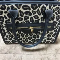 ヒョウ柄キャンバスハンドバッグ