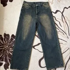 ダークブルー ブラストワイドストレートデニム BEAMS