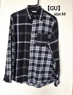 【GU】　メンズ　長袖フランネルシャツ　綿100% Mサイズ