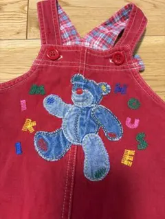 ミキハウス　MIKIHOUSE くま　チェック柄　オーバーオール　80 レトロ