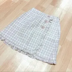 ロディスポット　ツイード　スカート　ミニスカート　フラワービジュー