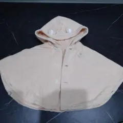 ベージュ フード付きポンチョ