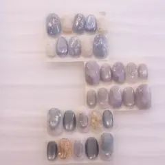 現品　ネイルチップ　まとめ売り　ブルー　寒色　マグネット　ニュアンス