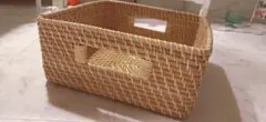 無印良品 重なるラタン角型バスケット・中 (V)約幅35×奥行36×高さ16cm