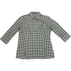 バーバリーブルーレーベル　七分袖シャツ　ノバチェック　ホースロゴ刺繍　サイズ38