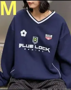 М　ブルーロック　グラフィック刺繍ドロストパイピングライン サッカー　スウェット