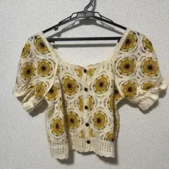 【最終大幅値下げ！！】かぎ編み　モチーフ　ベスト　韓国