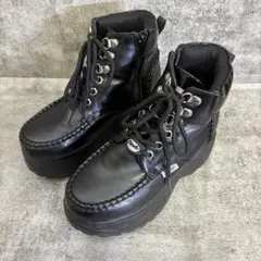 ■YOSUKE■厚底■レースアップスニーカー★サイドジップ【23.5cm】