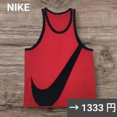 美品 NIKE ナイキ ビッグ スウッシュ ロゴ タンクトップ 赤 黒 M