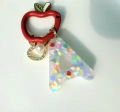 イニシャル　アルファベット　イニシャルチャーム　レジン　キーホルダー　A