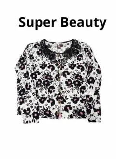 【未使用】スーパービューティー SuperBeautyカーディガン　花柄ホワイト
