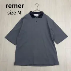 ◆ remer リメール　メンズ　半袖　ポロシャツ　鹿の子　ルーズ　シャツ