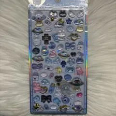 ブルー　うさぎ　ぷっくり立体シール