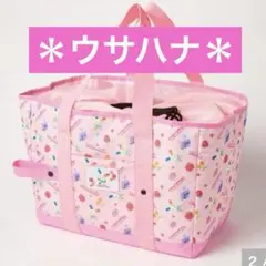 新品♡ウサハナ　ピンク　保冷バッグ　保冷買い物バッグ　エコバッグ　レジカゴ
