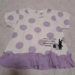 水玉模様のフリルTシャツ 90cm