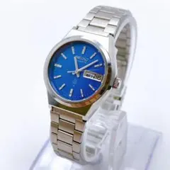 稼働品 SEIKO レディース 腕時計 青文字盤 デイデイト シルバーブレス