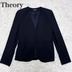 【定番】Theory ノーカラージャケット LINDRAYIA ネイビー 美品のサムネイル