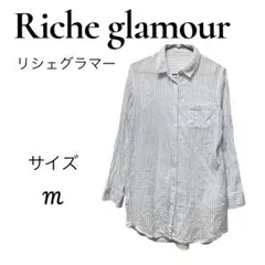 Riche glamour 長袖 ストライプシャツ M 羽織り 人気 ナチュラルのサムネイル