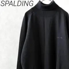 SPALDING ニット 毛100% タートルネック ロゴ刺繍 シンプル 大きめ