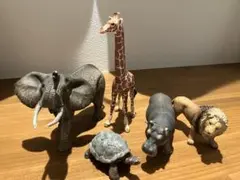 シュライヒ動物フィギュア　5体まとめ売り　ぞう きりん かば ライオン カメのサムネイル
