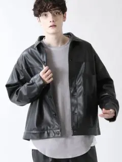 RAGEBLUE シンセティックレザーショートブルゾン ブラック M