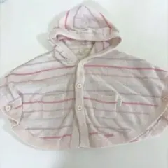 ジェラートピケ　フード付きストライプポンチョ 70-80cm