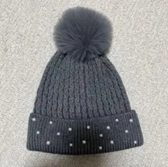 ZARA グレー ニット帽 ファー付き