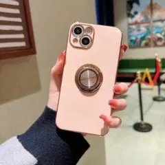 リング付きケース iPhone13 パープル　スマホスタンド スマホリング